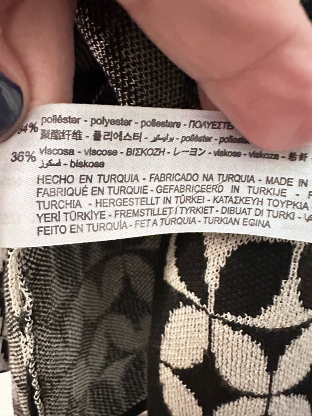 ZARA M Knit 2 Piece Set Crop Cardigan + Strappy Cami Black Cream Geometric Print - Picture 9 of 12